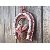 HCM,  Leather Horseshoe Ornament, Handmade 