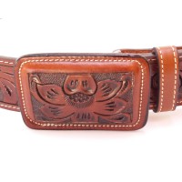 CF1,  Belt - Embossed Leather, Fino flower design, color: brown