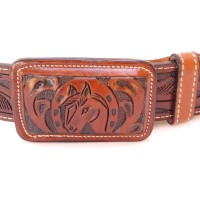 CF2,  Belt - Embossed Leather, Fino horse design, color: brown