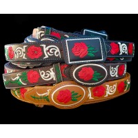 CCBD, Women's Leather Belt Embroidered with Cotton Thread, one dozen