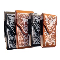 FCB, Cell phone case with shoulder strap, Embroidered Leather, assorted designs and colors