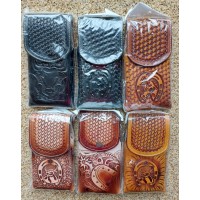 FCC,  Hand tooled leather Cell phone case, assorted designs and colors
