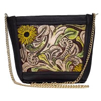 BCY, Handbag made of hand-tooled leather, with chain
