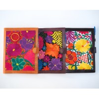 PLG,  Notebook cover, leather with embroidered insert, Oaxac design, assorted colors, letter size 8 1/2 x 11 inch