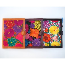PLG,  Notebook cover, leather with embroidered insert, Oaxac design, assorted colors, letter size 8 1/2 x 11 inch