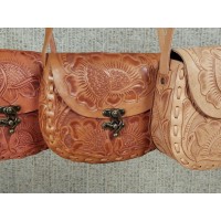 BMBC-S, Shoulder bag - Hand Tooled Leather, Maria Bonita design, small size, assorted colors