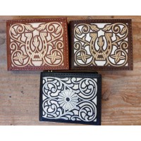 BVC, Men's Western Leather Wallet, Embroidered with Inlays, Laser Cut