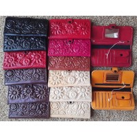 TJR,  Wallet - Women's folding engraved leather wallet